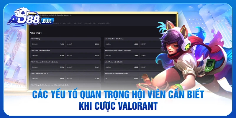 Các yếu tố quan trọng hội viên cần biết khi cược Valorant