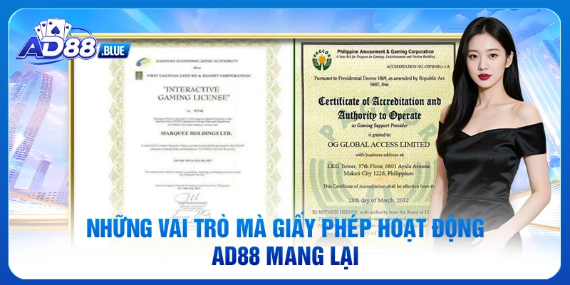 Những vai trò mà giấy phép hoạt động AD88 mang lại