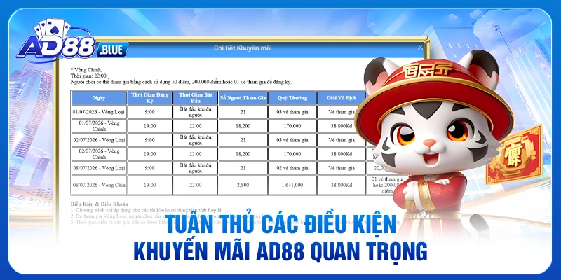 Tuân thủ các điều kiện khuyến mãi AD88 quan trọng